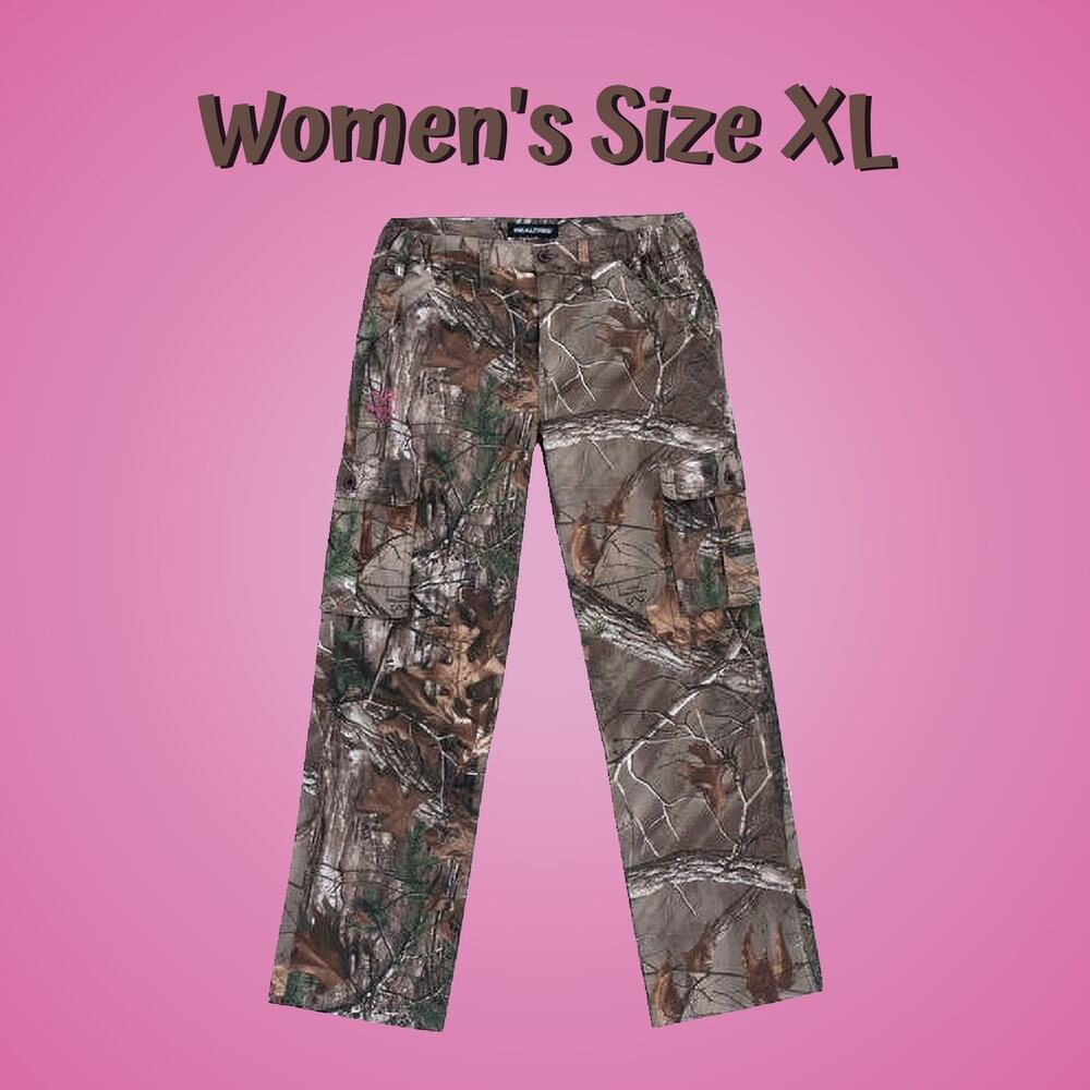 Ladies Mossy Oak Realtree Cargo Pants With Drawcord Leg Opening Size XL